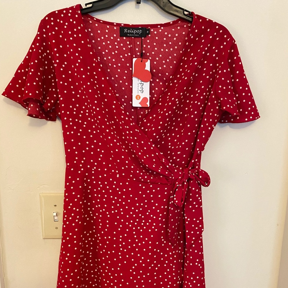 Red polka dot dress